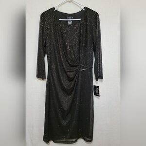 Women's Alexa B Nites Sheath Sparkle Cocktail Dress, Black, Size 14W, NWT
